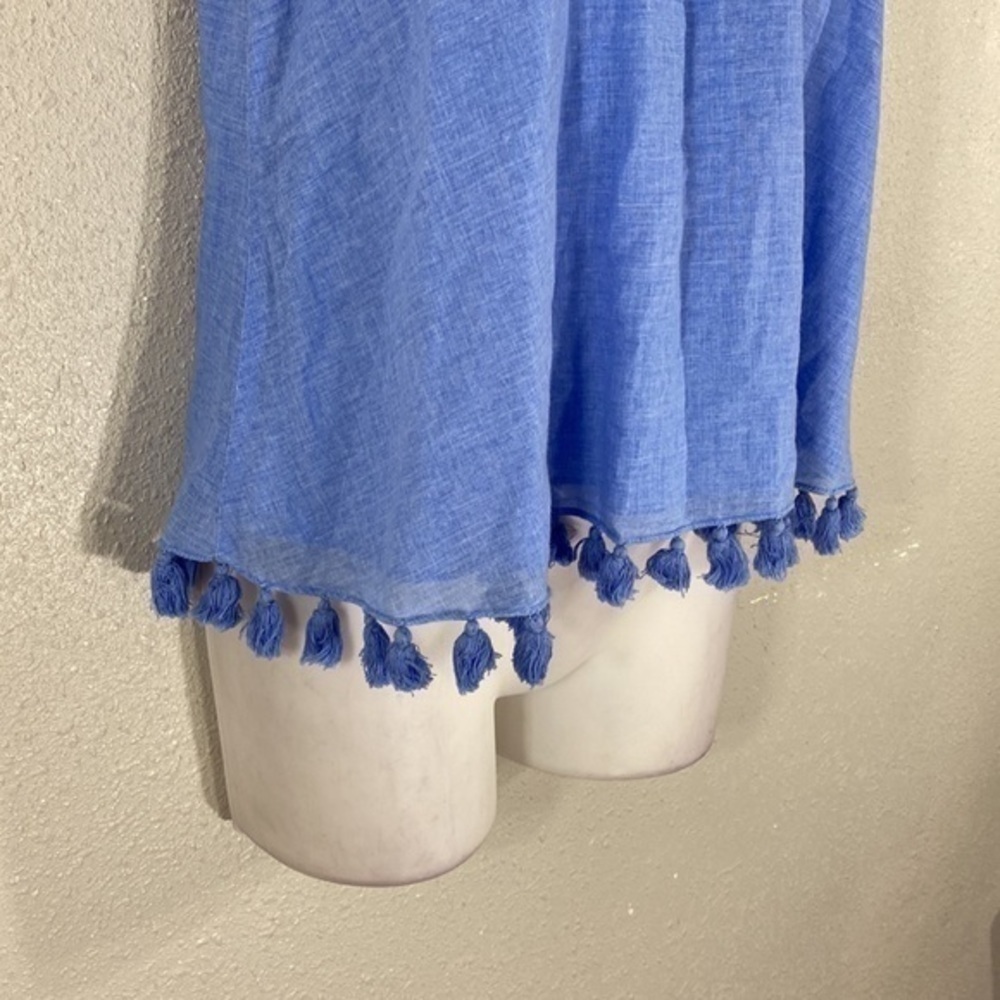 Tory Burch blue halter crop tassel trim top 0 P5 - Picture 6 of 14